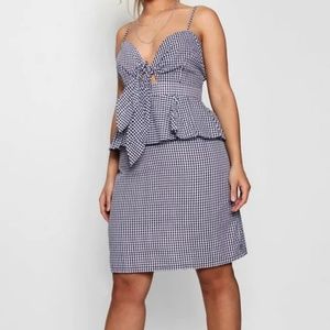 Boohoo Plus Gingham Tie Front Dress